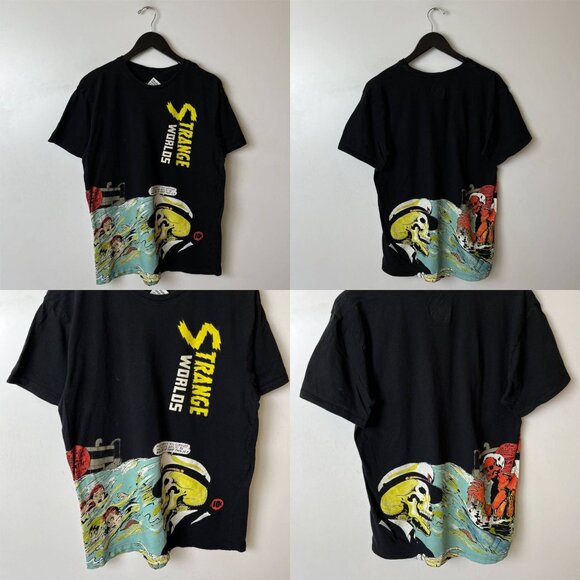 Strange Worlds T Shirt Black XL Extra Large Comic Drawing Graphic Tee Cotton - Picture 15 of 16